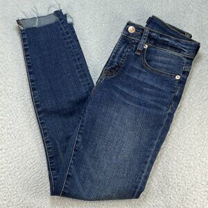 J. Crew Jeans Womens Sz 26 Blue High Rise Toothpick Skinny Ankle Raw Hem 26x26